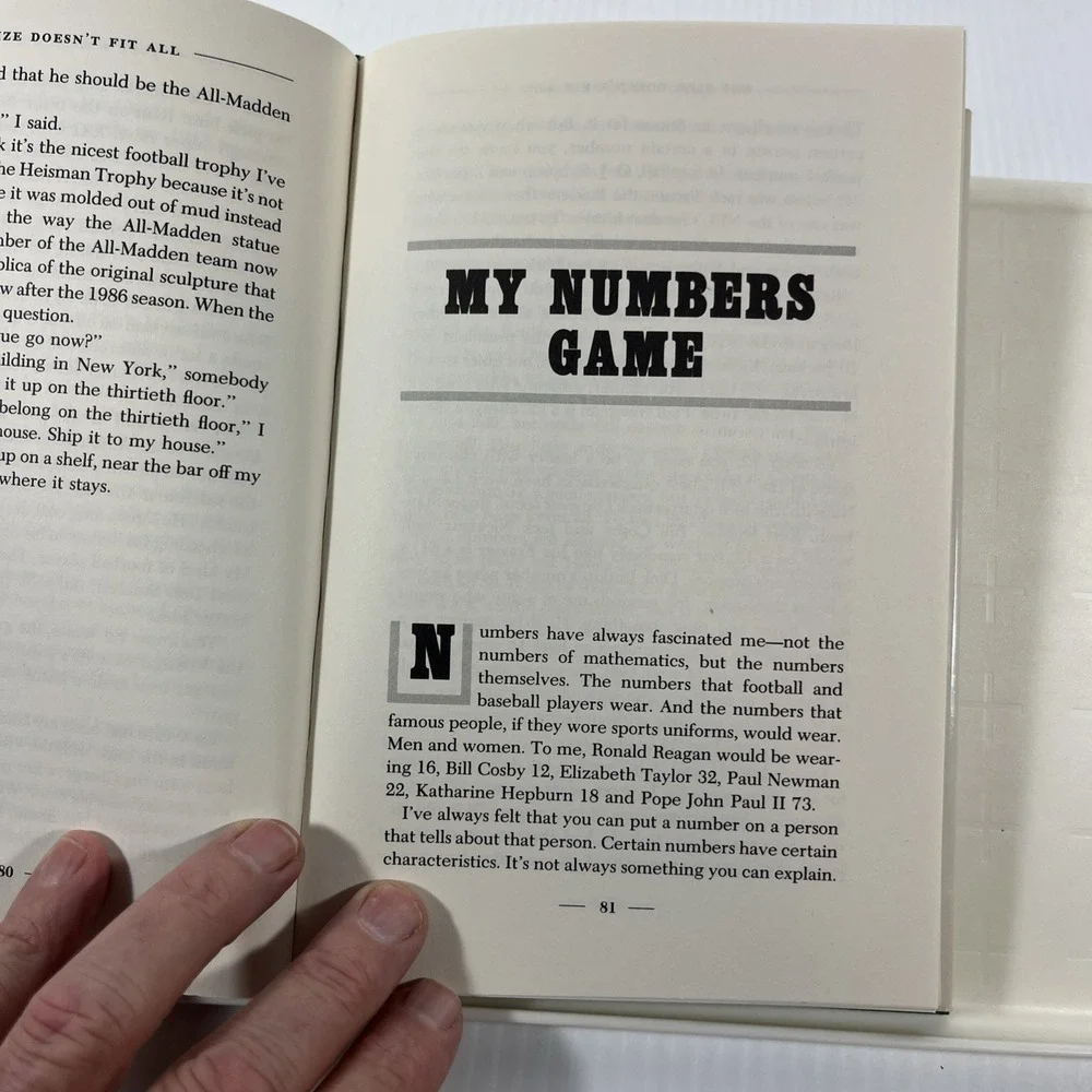 One Size Doesn't Fit All John Madden Dave Anderson 1988 1st Edition Hardcover DJ